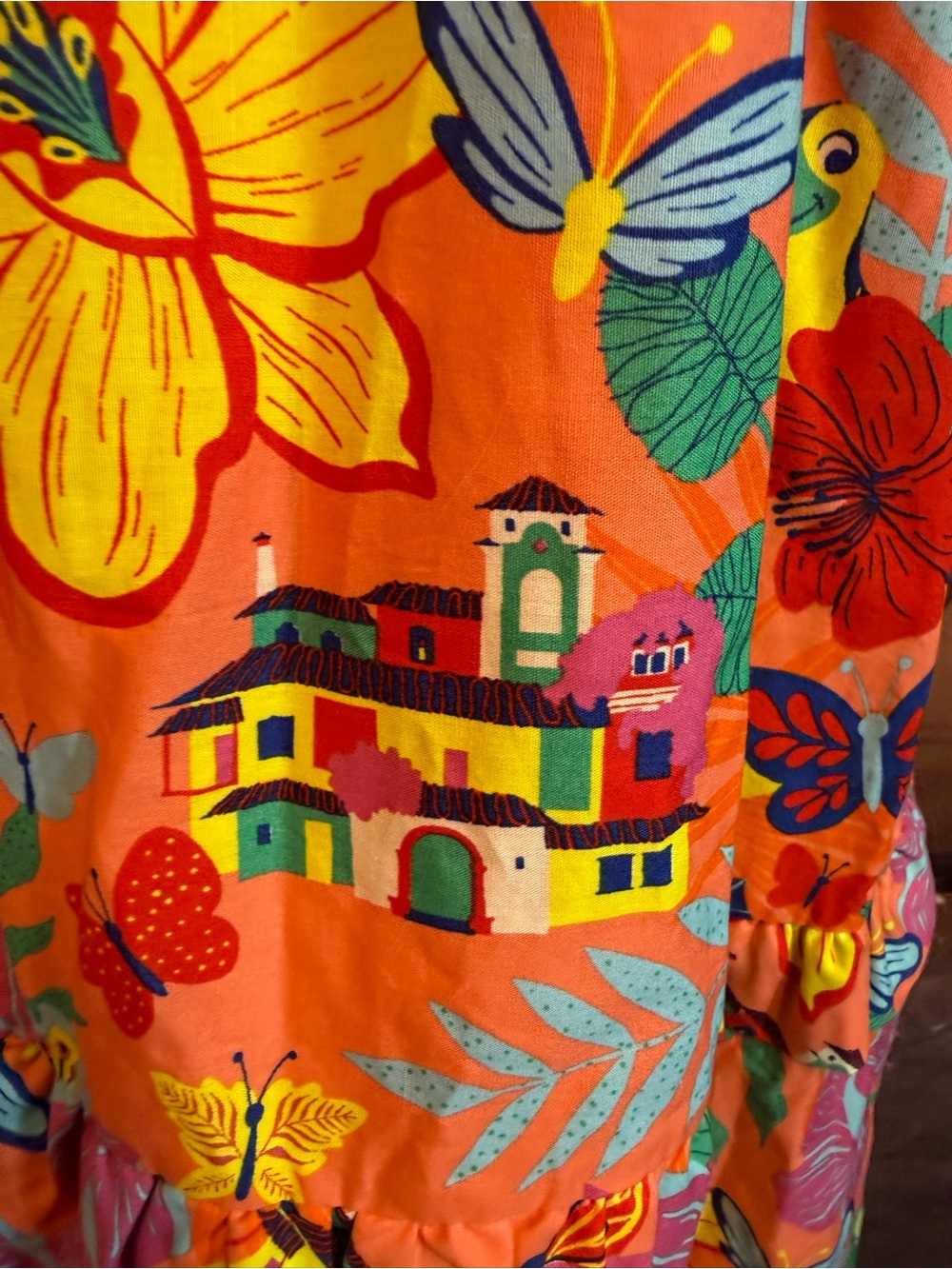Disney Encanto Midi Dress NWT 2X Casa Mirabel Smocked Vibrant Beautiful - Picture 6 of 16